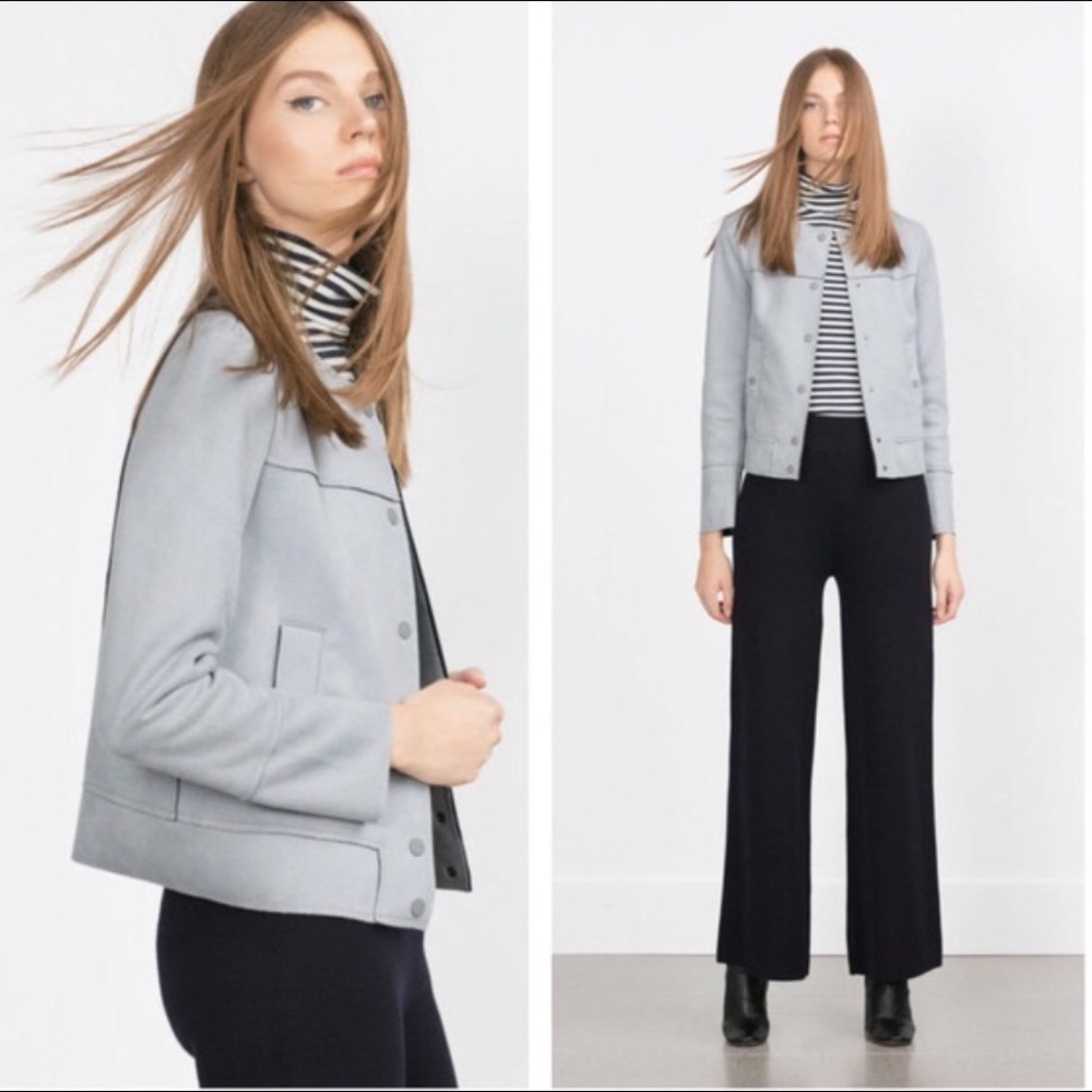 ZARA Grey Blue Suede Jacket